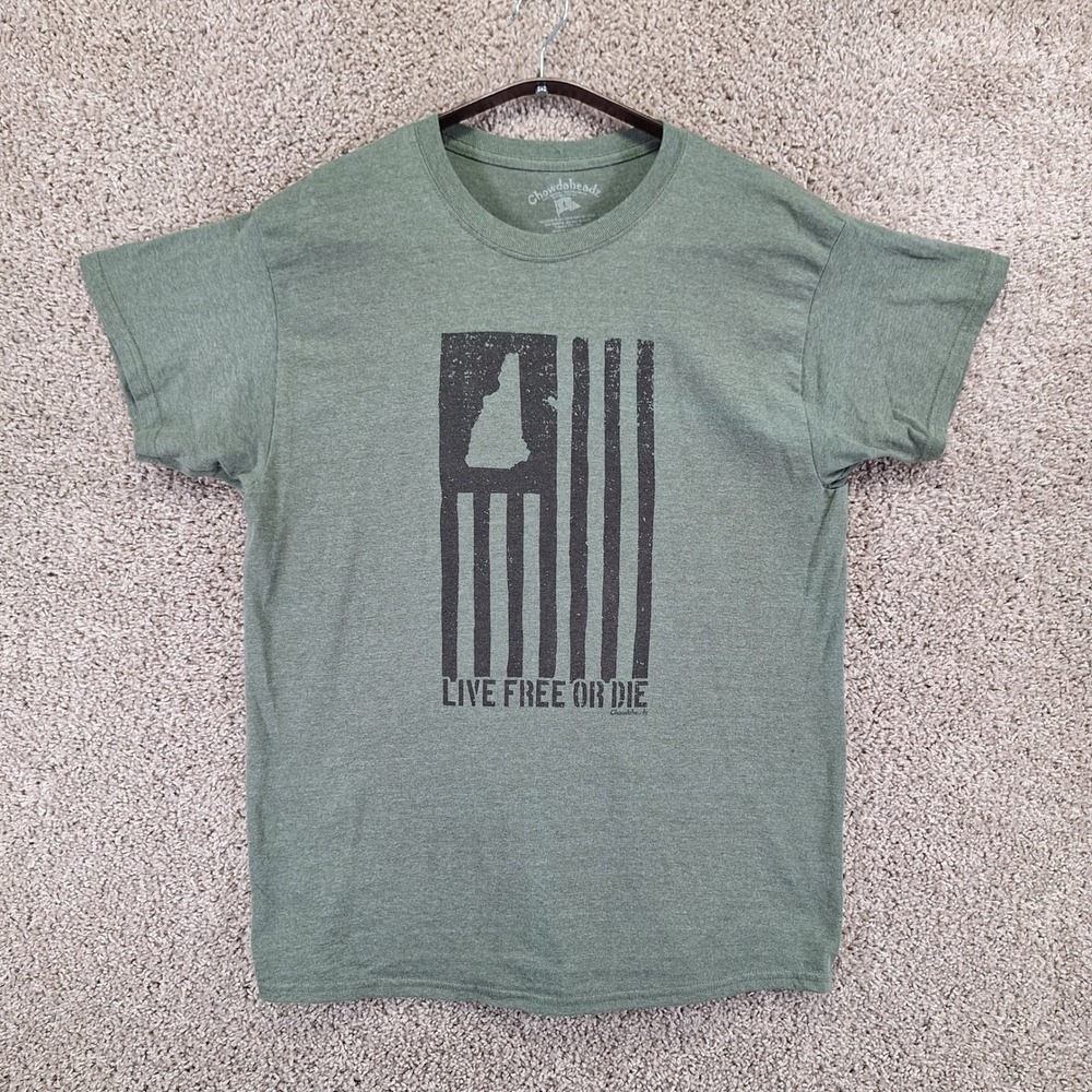 Chowdaheadz T-Shirt Mens Large Green New Hampshire Live Free Or Die Graphic Tee